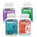 Balance ONE 4-in-1 Bundle | Probiotico, CandAssist, Liver One, SerraDefend | 15 miliardi di Probiotico | Cleanse naturale con acido caprilico | supporto al fegato con cardo al latte | Miscela enzima sistemica
