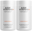 Supplemento di vitamine ADK Codeage - Vitamina essenziale A, D3 5000 IU, K1 & K2 (MK4 & MK7) - Alimentazione di 6 mesi - 1 capsula per porzione, Non OGM, Senza glutine - 2-Pack