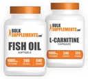 BulkSupplements Fish Oil 1000mg Softgels + L-Carnitina capsule Bundle