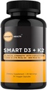 Vitamina D3 + K2 - Bone Health & Immune Support - 7000 IU(175 MCG)D3 + 500 MCG K2 - Cofattori B6, Magnesio & Zinc - Gluten Free, Vegan, Non OGM - Integratore alimentare - 30 capsule vegetali