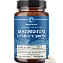 Magnesio Glycinate 500mg | Chelated for High Absorption | Rilassamento muscolare, Bones, Cuore, Nerve, Sleep & Calm Support for Women & Men | Magnesium Chelate Supplement & Bisglycinate Complex | 60ct