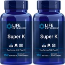 Estensione della vita Super K, 150 Softgels (Pacchetto di 2) con Vitamine K e K2