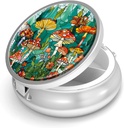 Pillola Box-3 Compartment Piccolo caso di pillole per il contenitore di viaggio del supporto del tubo del metallo del Purse & Pocket Mini per contenere i supplementi Vitamine BPA-Free (Mushroom Forest)