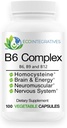 B6 Complesso Vegan Vitamina B6, B9 Folate, B12 Methylcobalamin Supports Cardiovascolare, Neuromuscolare, Nervous System, Homocysteine, Energia, Celle Sangue & Bone Salute 100 Caps