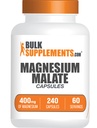 BulkSupplements.com Magnesium Malate Capsule - Magnesio Supplemento, Magnesio Malato 400mg - Essential & Gluten Free, 4 Capsule per Serving, 240 Count (Pack of 1)