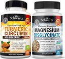 Curcumina erboristica con estratto di pepe nero 1500mg Complesso (1 mese di fornitura) Plus ad alto assorbimento Magnesio Bisglycinate capsule (2 mesi di alimentazione)