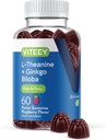 Viteey L-Theanine Gummies con Ginkgo Biloba per Adulti - Aids in Focus & Relax, Migliorare Mood - Non OGM, Gelatin Free, Vegan, Gluten Free, Naturally Sourced Chewable Tasty Raspberry Gomma aromatizzata
