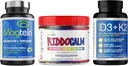 Magtein Magnesio L-Threonate 60 capsule, Magceutics KIDDOCALM Gummies per bambini 90 capsule, vitamina D3 K2 con capsule MCT 30 - Bundle