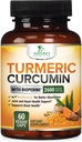 Supplemento curcumina curcuma curcuma 2600mg - 95% Curcuminoidi con estratto di peperoncino nero e curcuma organico per il miglior assorbimento, supporto naturale Vegan Joint, non OGM, imbottigliato negli Stati Uniti - 60 capsule