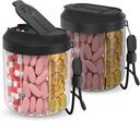 Dispenser di pedaggio con 7 grandi scomparti, organizzatore di bottiglie di pedaggio per viaggio, organizzatore di supplemento con progettazione anti-mixing, contenitore di pedaggio senza BPA con 20 etichette Pcs, nero 2pcs