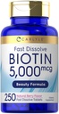 Carlyle Biotin 5000mcg | 250 compresse dissolve veloci | Vegetariano, Non OGM, Integratore senza glutine