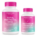 Rosa Stork Postnatal Multivitamin + Probiotici con Vegan DHA, Ashwagandha, Ferro da stiro, Folate, B12 - Supporta l'equilibrio dell'ormone, il recupero del postpartum, la salute del fegato, e la digestione - Confezione di 2