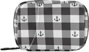 Nero e bianco Plaid Anchor Pill Box 7 giorno Pill Case Travel Pill Organizer Bag con Zipper Portable Weekly Case Dimensioni compatte per il supporto supplemento di vitamina