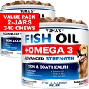 (2 Confezione) Omega 3 Fish Oil for Dogs - 170 Chews - Integratore di pelle e cappotto - Omega 3 per cani - Trattamento di sollievo dalla pelle secca e prurito - Allergy Support Dog Anti Shedding Treats - Salmone - Sapore di pollo