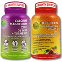 SUPPLEMENTARI STUDIO Quercetina con Bromelain, Vitamina C & Zinc + Calcium basato sulle piante, Magnesio, D3, K2 & Turmeric – Integratore Vegano 100% Bundle per Supporto Immune & Bone
