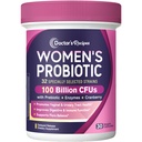 Probiotici per le donne, 100 miliardi di CFU 32 Strains, con fibra prebiotica, enzimi e mirtillo, vaginale urinario digestivo & immune, no lievito, shelf stabile, rilascio ritardato, 30 caps
