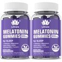Melatonina 20mg Gummies for Adults (2 Pacchetti) Extra Forza con L-teanina, Ashwagandha, Magnesio, Turmerico, GABA, Balm di limone e camomilla per supporti sani Circadian Rhythm, Aroma di Uva