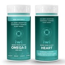 Iwi Omega-3 Minis & Heart Omega-3 Bundle, 30 Serve, Vegan pianta-based Algae Omega 3, Krill & Fish Oil Alternative, No Fishy Aftertaste