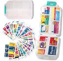 Grande organizzatore di pillole con etichette di medicina - 7 giorni di viaggio contenitore giornaliero, mini caso di stoccaggio di farmaci (bianco, 161 etichette)