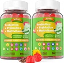 Probiotici vegani Gummies per donne e uomini - Prebiotici fibre Supplementi | 50 miliardi di CFU Probiotici, Inulina, Psyllium Husk & Multivitamin per Gut, Digestione & Salute Immune, 2 Pack