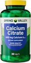 Citrato di calcio della valle di primavera compresse supplemento dietetico, 600 mg, 300 conte. - Nuovo look