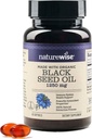 NaturalWise Black Seed Oil Softgels 1250 mg - con 100% Organic Cold Pressed Nigella Sativa - Omega 3 6 9 - Antiossidante Immune Support, Hair & Skin - Non-GMO, Gluten-Free - 60 Softgels[1-Month Supply]