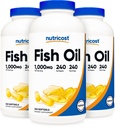 Nutricost Fish Oil 1000mg (560mg di Omega-3), 240 Softgels (3 bottiglie)