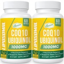 1000mg Liposomal CoQ10 Softgels | Migliore assorbimento CoQ10 Ubiquinol Supplemento | Funzione cardiaca e produzione di energia | Forma antiossidante attiva di Vegan Coenzyme Q10 | Non-GMO | 120 Softgels