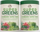 Country Farms Super Greens Natural Flavor, 50 Organic Super Foods, USDA Organic Drink Mix, Frutta, Verdura, Super Greens, Funghi e Probiotici, Supporti Energia, 40 Serve, 10.6 Oz, 2 Pack