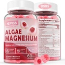 Zucchero Calcio Gratuito Magnesio Zinco Gummies, Algae Calcium Magnesio Supplemento Plus D3 | 4 Forme di Magnesio - Glycinate, Citrato, Malate, Algae - Supporto Bone Salute, Funzione Muscolare & Nerve, 60 Ct