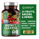 N1N Premium Kidney Cleanse [21 Potent Herbs] per il controllo del tratto urinario e della vescica, supporto naturale del rene con estratto di mirtillo, Astragalus e Uva Ursi Leaf, 60 tappi di veg