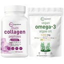 Micro Ingredienti Multi Collagen Complex & Vegan Omega 3 Algae Olio Supplemento Bundle 2 Pack | Peptidi di collagene a base di erba | Omega-3 spettro completo alternativa all'olio di pesce