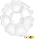 MOLN HYMY Grande scatola settimanale 7 giorno, Cute Pill Case Organizer 1 volta al giorno, Floral Pill Container Una volta Quotidiano, Abbastanza Dispenser di Medicina per Vitamin/Fish Oil/Medication/Supplements (White)
