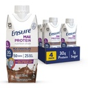 Assicurare Max Protein Milk Chocolate Nutrition Shake | 30g Protein, 1g Sugar, 4g Fiber Blend | 4 Pack