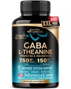 GABA L-teanina 900 mg - Made in USA - Magnesio | Vitamina B6 - Calma, sonno, Relax & Mood Support - 750 mg Gamma AminoButyric Acid, 150 mg L-teanina - Non-Habit Forming, Vegan - 240 capsule