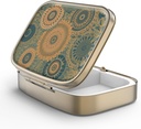 Pillola Case Pill Box con Specchio Retro 2 scomparti Piccolo caso Pillola per Purse o Pocket Bronze Box o Vitamine, Olio di Pesce, Supplementi, Pillola Containe Regali di viaggio(Retro Mandala)