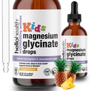Gocce liquide di glicinato dei bambini – Gocce di magnesio liquido senza zucchero, calma felice per i bambini Complesso di supplemento calmante – Magnesio per i bambini e sonno notturno, aroma di ananas 2 Fl Oz.