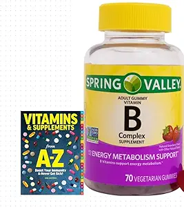 Integratore di vitamine del complesso di vitamina B della Valle di Primavera delle Gummie vegetariane per adulti, 70 Count+Better Guida Vitamine Supplementi