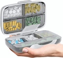 Organizzatore di pillole di viaggio - Airtight caso di medicina per viaggiare scatola di farmacia portatile con etichette Vitamin Container 8 scomparto supplemento titolare di farmaci Grande capacità quotidiana (Grey)