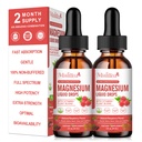 Goccia liquida di glicinato di magnesio - Supplemento di assorbimento triplo per sostenere le nervature, sonno, calma, cuore, muscoli * -Sgar-Free con potassio, L-teanina, muschio marino, vitamina B, C, D3, K2-2Pack