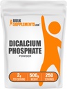 BulkSupplements.com Polvere di fosfato di calcio - Supplemento di calcio, supplemento DCP - non aromatizzato e senza glutine, 2g per porzione, 500g (1.1 lbs) (pacchetto di 1)