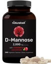NatureBell D-Mannose 500mg capsule (2,000mg Per Serving) | 240 capsule di verdure + concentrato di mirtillo 40mg – Pillole di salute del tratto urinario veloce – Supporto Ultra UTI per le donne e gli uomini