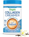 Crema per caffè al collagene di Orgain, Peptidi di collagene idrolizzati da 10g di Grass Fed, Vanilla francese - con polvere di latte di avena organica, olio di cocco, olio di MCT, olio di avocado, capelli, pelle, chiodo e supporto misto - 10oz