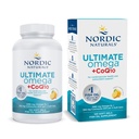 Nordic Naturals Ultimate Omega + CoQ10, Limone - 120 Gel Morbidi - 1280 mg Omega-3 + 100 mg CoQ10 - Salute cardiaca, Energia cellulare, Supporto antiossidante - Non-GMO - 60 Serve