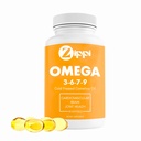 Zippi Omega 3-6-7-9 Camelina Softgels - Plant Based Omega 3-6-7-9 supplemento acido grasso. Aiuta a sostenere il cervello, fegato, cardiovascolare, immunità e funzione congiunta