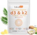 Vitamina D3 K2 Supplemento Softgel, Vitamina D3 K2 Softgel con 10000 IU Supporta Immune, Cuore, Denti & Bone Salute, Libero di OGM, Gluten, Soia