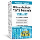 Fattori naturali Ultimate Probiotic 12/12 Formula - Integratore di supporto sanitario digestivo con Probiotici - Integratore di assistenza sanitaria per l'immunità e il fegato - 120 capsule vegetariane (120 Serve)