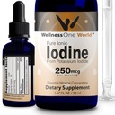 WellnessOne Gocce di iodio per il supporto tiroideo - Integratore di iodio liquido ad azione rapida da Iodido di potassio - Grande per l'immunità e la cognizione & massimizza l'assorbimento di ferro - 1.67 fl oz