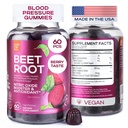 Cuciture della barbabietola per alta pressione sanguigna - Gummie della radice della barbabietola Made in USA con Ciliegia del Tart - Integratori di ossigeno nitrico per l'energia e la salute del cardio - Vegan, No OGM, Pectin Based - per le donne e gli uomini, 60 Pcs