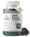 Super Greens Gummies per le donne, Adulti - con Prebiotici e Probiotici, Non 8, ma 30 Potenti Verdi Superfoods - Multivitamin Veggie Chewables (90 Gummies)